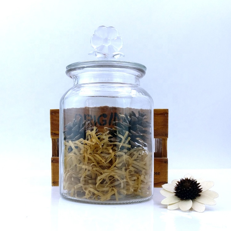 wholesale empty Food Storage Containers 900ml 30oz Clear Glass Canister Jar with Tight Lids for Kitchen home decoration Bathroom