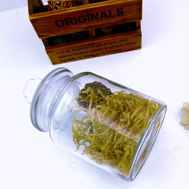 wholesale empty Food Storage Containers 900ml 30oz Clear Glass Canister Jar with Tight Lids for Kitchen home decoration Bathroom