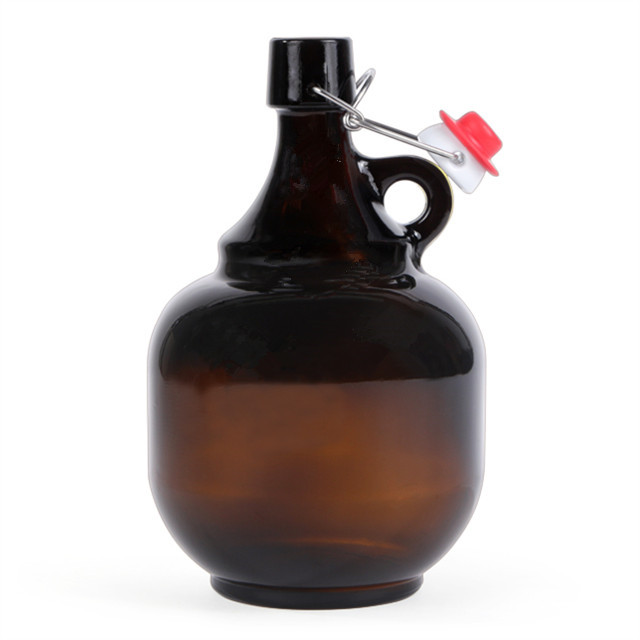 wholesale empty amber 2 L swing top glass beer brewing bottles growler packaging