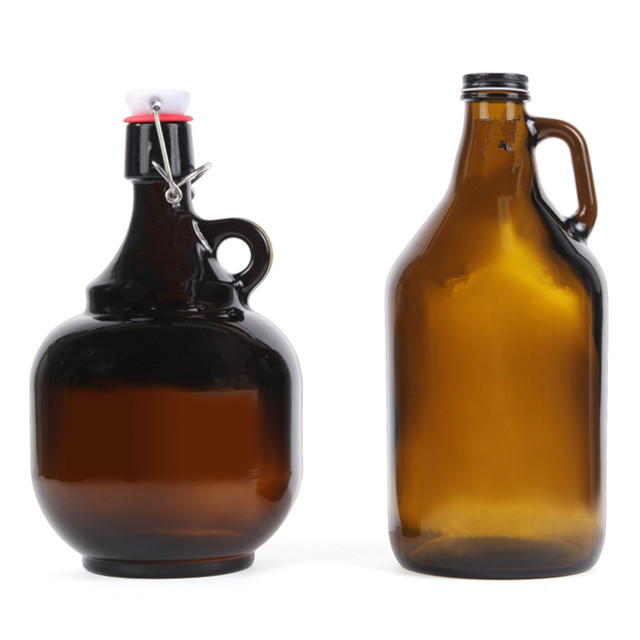 wholesale empty amber 2 L swing top glass beer brewing bottles growler packaging