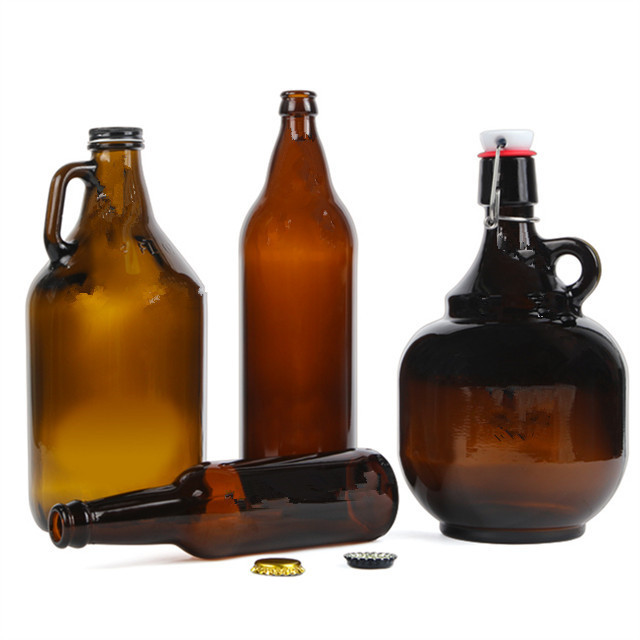wholesale empty amber 2 L swing top glass beer brewing bottles growler packaging