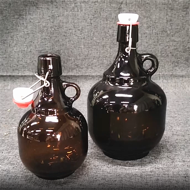 wholesale empty amber 2 L swing top glass beer brewing bottles growler packaging
