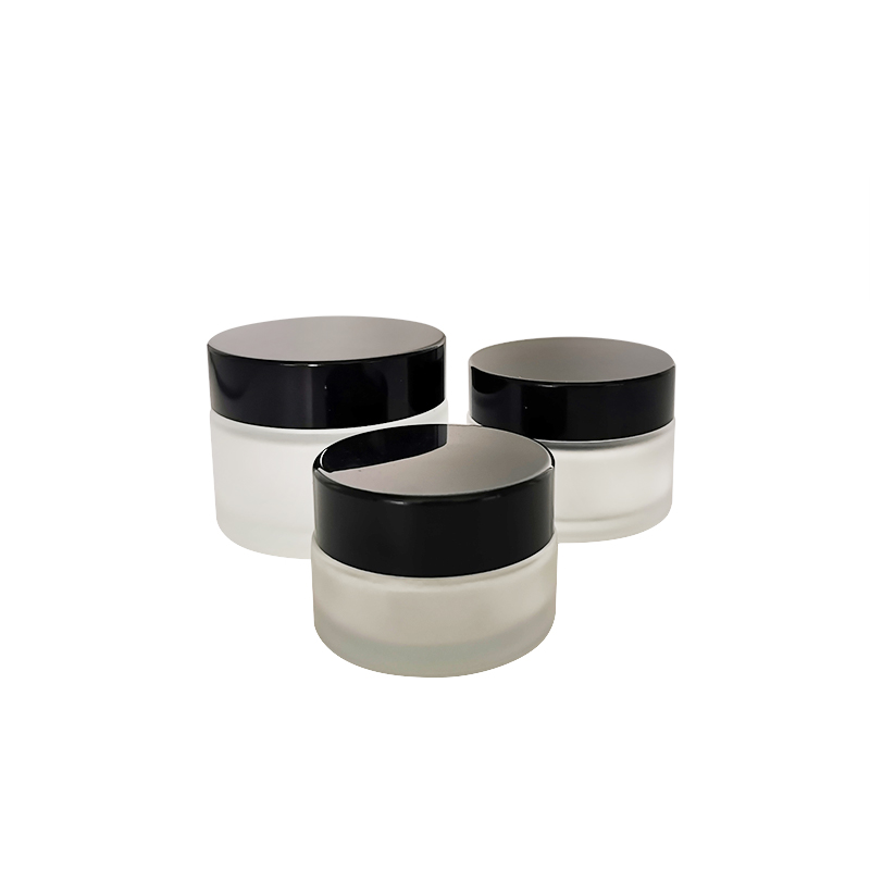 wholesale empty face eye face glass cream jar 100ml 100g frosted cosmetic cream jar with black cap candle glass jar