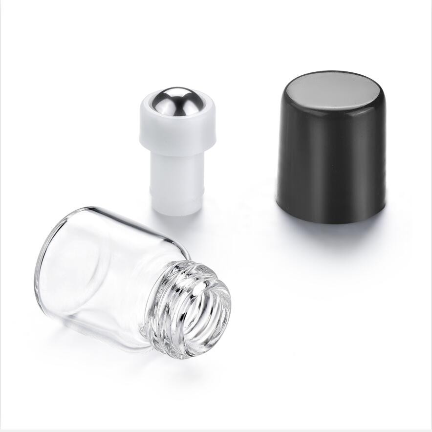 wholesale empty mini 1ml 2ml 3ml clear amber perfume glass roll on bottle with stainless steel roller