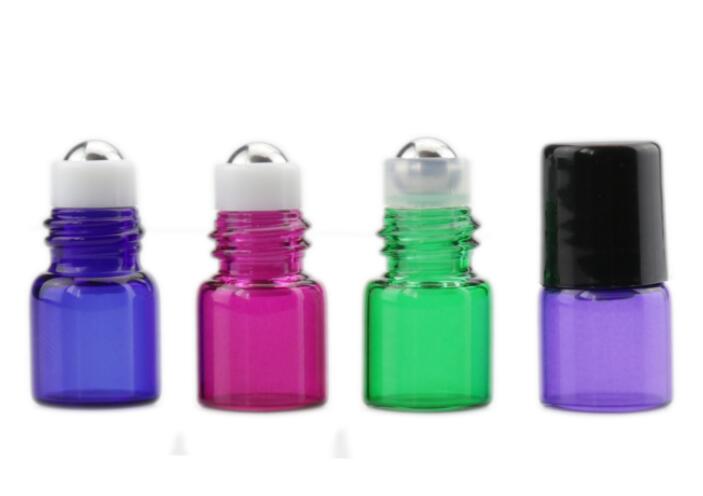wholesale empty mini 1ml 2ml 3ml clear amber perfume glass roll on bottle with stainless steel roller