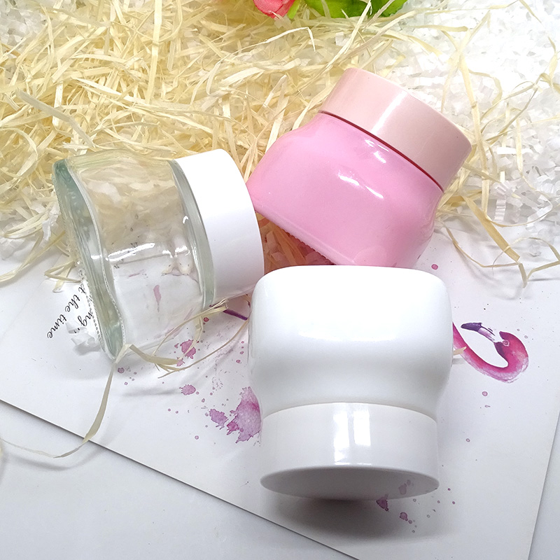 wholesale empty natural cosmetics containers square face cream glass jars