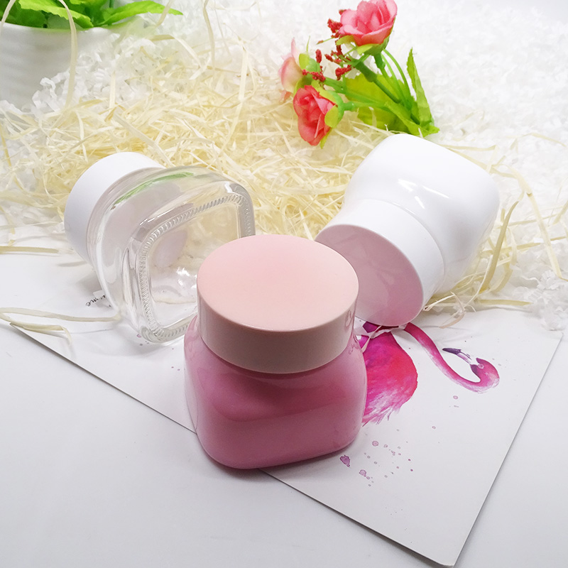 wholesale empty natural cosmetics containers square face cream glass jars