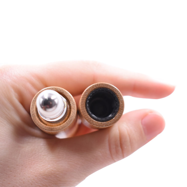 wholesale empty nature roller ball perfume bottle package 10ml 20ml bamboo roller ball deodorant bottle