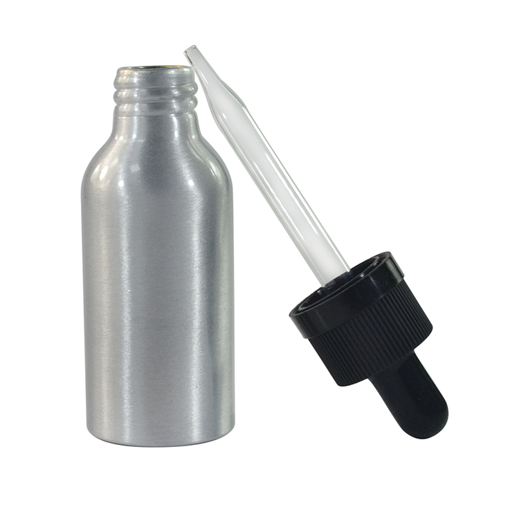 wholesale empty perfume essential oil 30 ml 50 ml 60 ml silver aluminum bottle with dropper