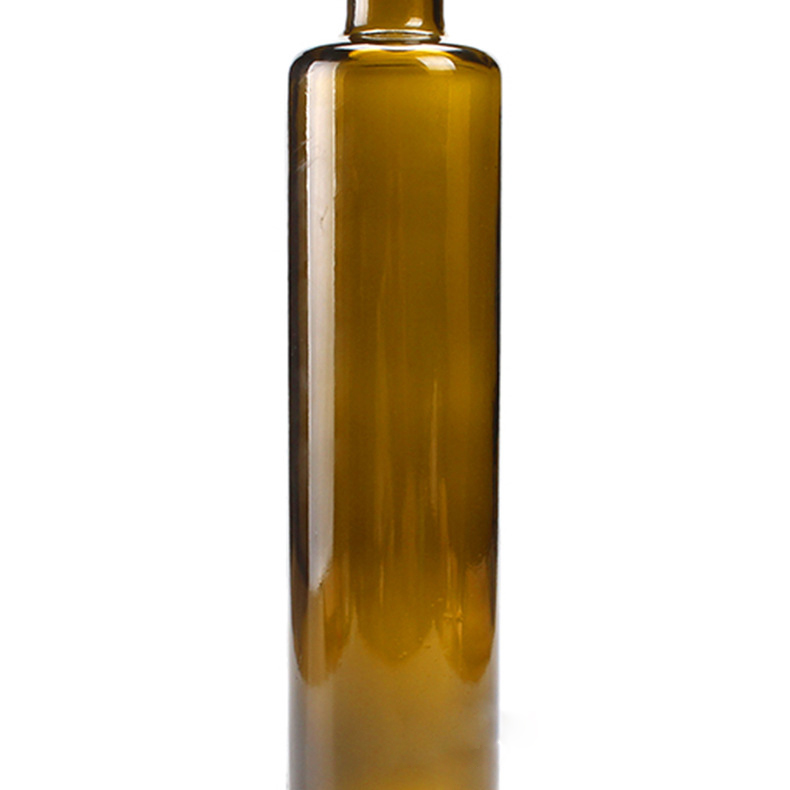 wholesale empty round 250ml 500ml 750ml olive oil glass bottle olive green cheap custom print sauce oil glass bottle in bulk