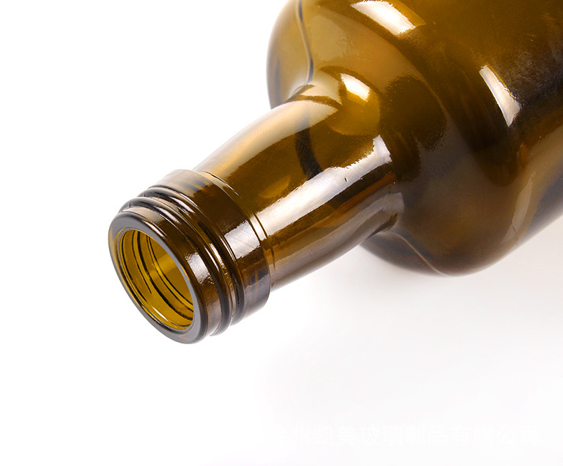 wholesale empty round 250ml 500ml 750ml olive oil glass bottle olive green cheap custom print sauce oil glass bottle in bulk
