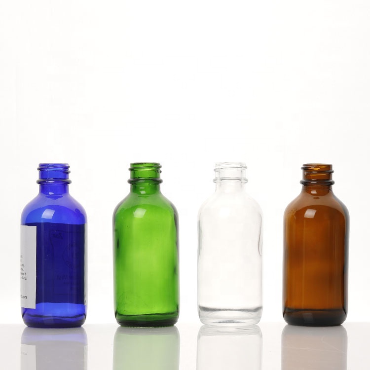 wholesale empty round Glass Boston Tincture oil Dropper Bottles amber essential oil bottle 1oz 2oz 4oz