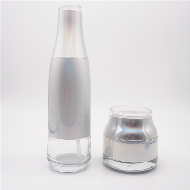 wholesale empty silver color high grade fancy 50g glass jar containers for beauty products cream