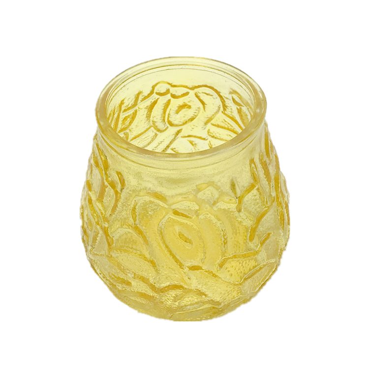 wholesale empty yellow embossed glass jar for scented candle