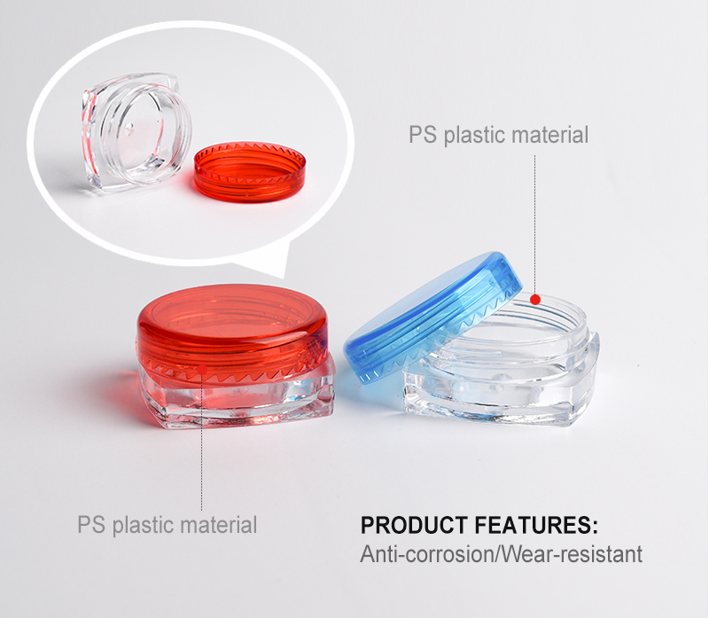 wholesale eye shadow container round square shape small size 3g 5g Cosmetic cream plastic jar with lids