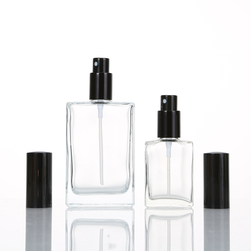 wholesale factory clear glass square cosmetic Spray Bottle and pump bottle for perfume or foundation with good price
