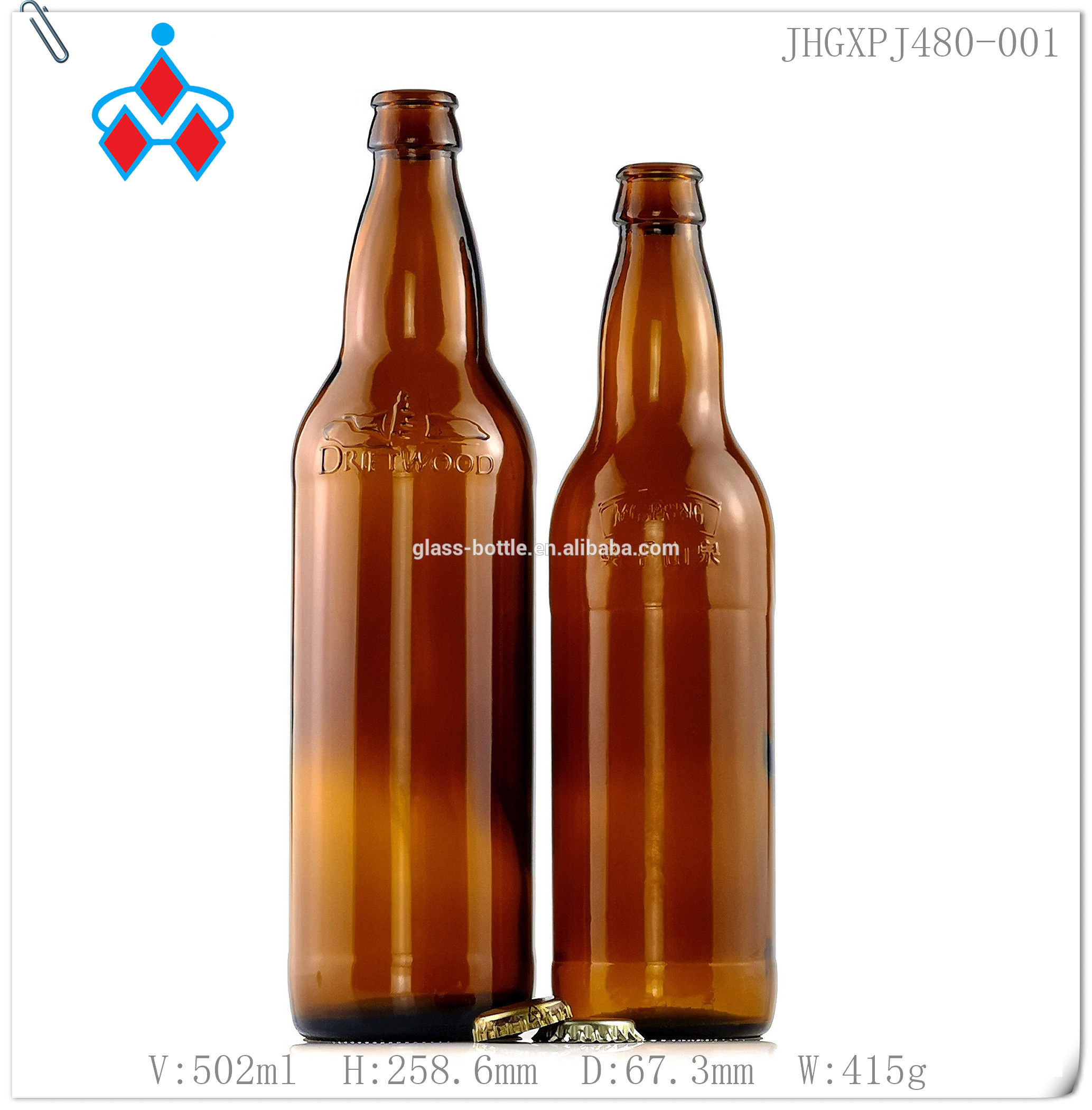 wholesale factory direct high quality 330ml 500ml swing top cap liquor beer glass bottle