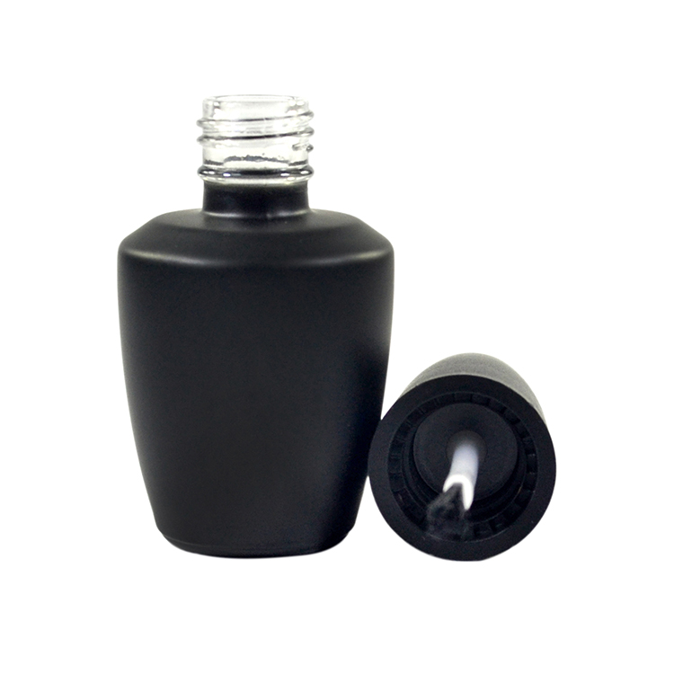 wholesale fancy empty uv gel square mini clear black 13ml nail polish glass bottle with brush