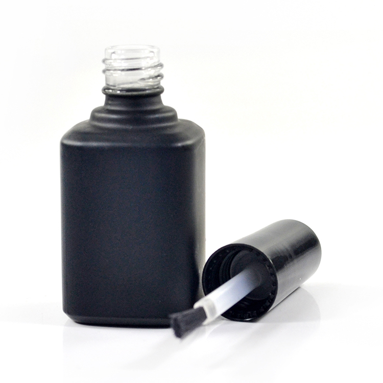 wholesale fancy empty uv gel square mini clear black 15ml nail polish glass bottle with brush cap