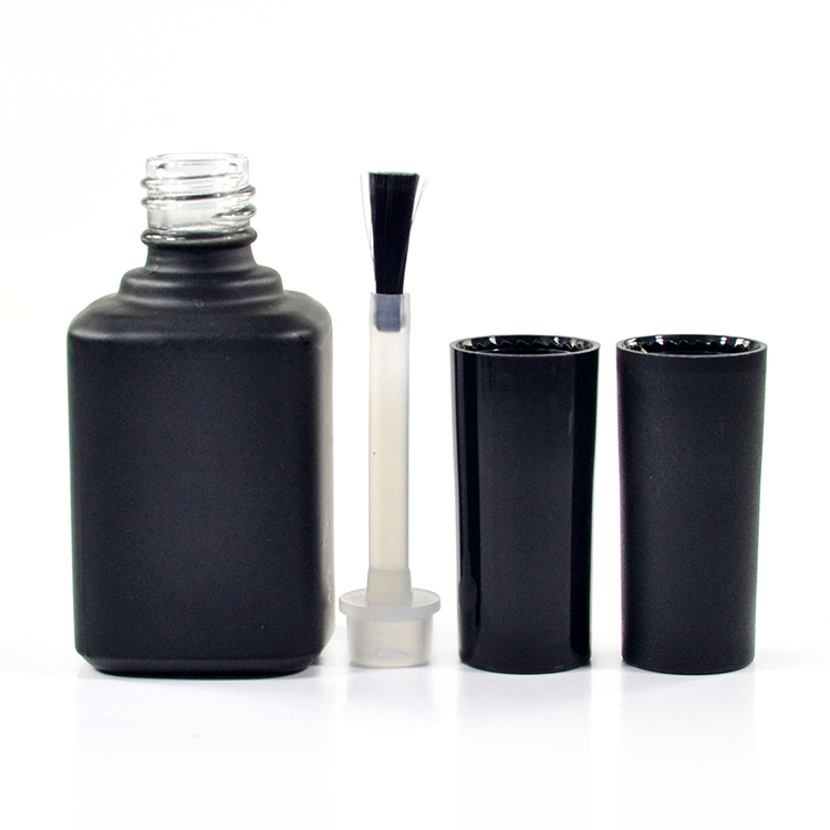 wholesale fancy empty uv gel square mini clear black 15ml nail polish glass bottle with brush cap