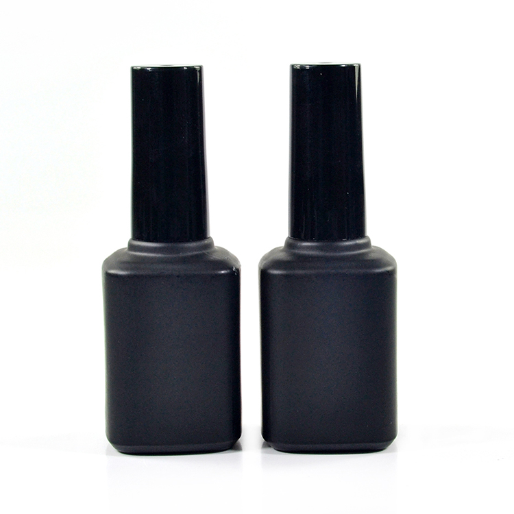 wholesale fancy empty uv gel square mini clear black 15ml nail polish glass bottle with brush cap
