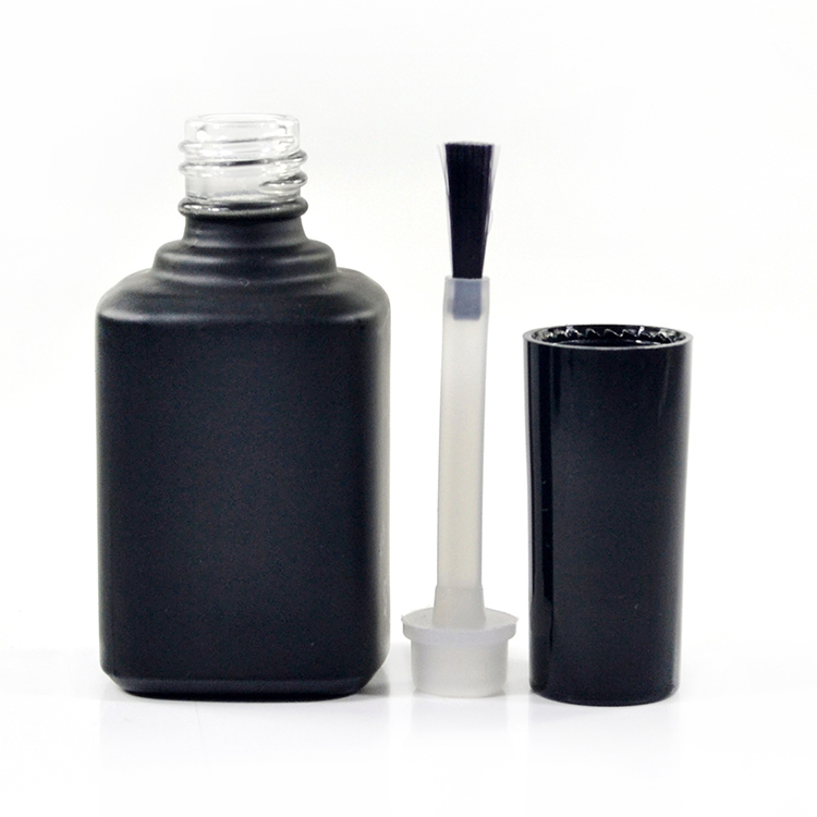 wholesale fancy empty uv gel square mini clear black 15ml nail polish glass bottle with brush cap