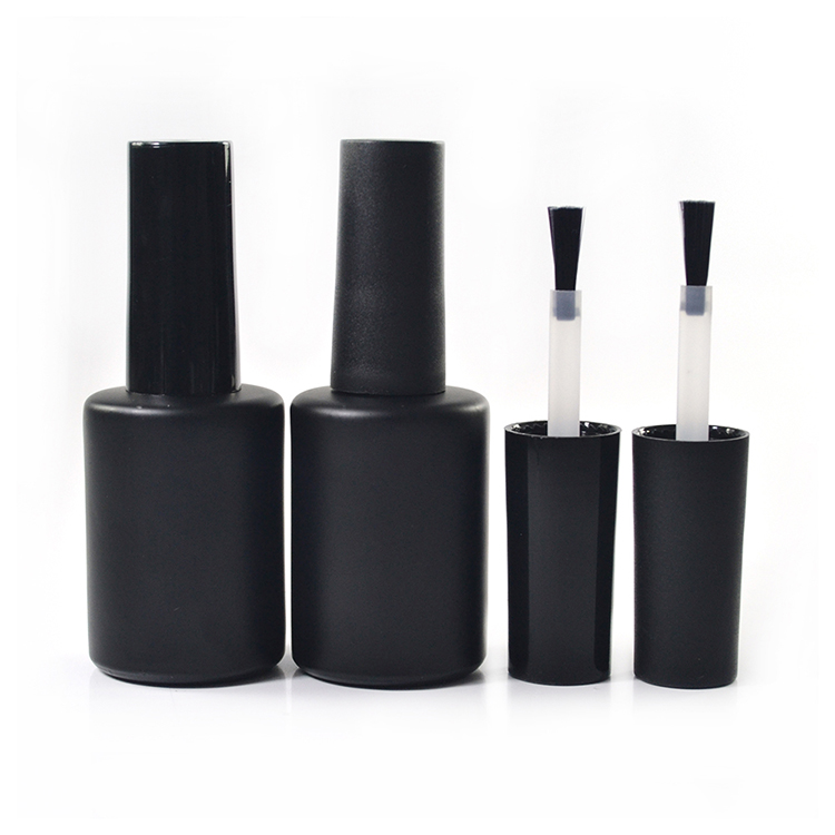 wholesale fancy empty uv gel square mini clear black 15ml nail polish glass bottle with brush cap