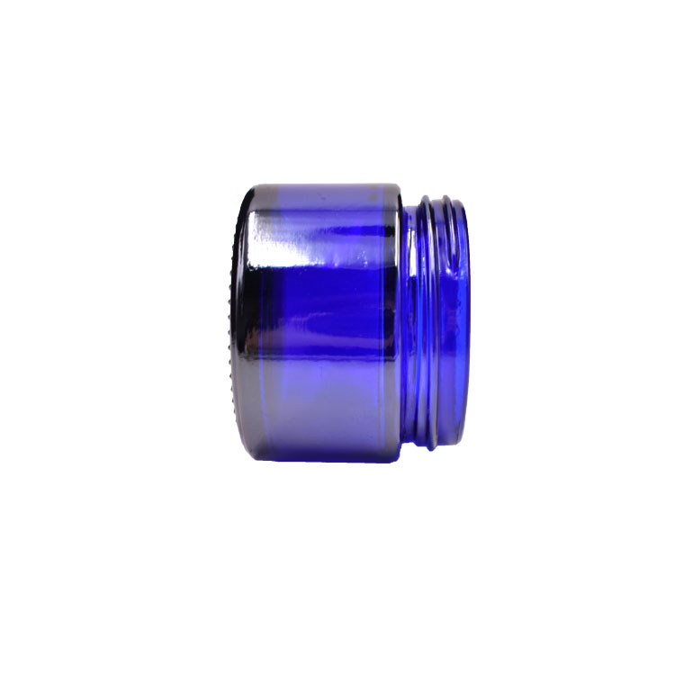 wholesale fashion skin care facial cream empty round 20g 30g 50g straight blue glass jar cosmetic with lid