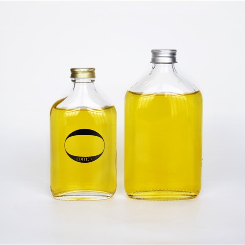 wholesale flat-shaped glass wine bottle 200ml transparent wine glass bottle