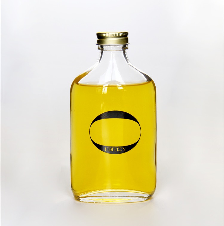 wholesale flat-shaped glass wine bottle 200ml transparent wine glass bottle