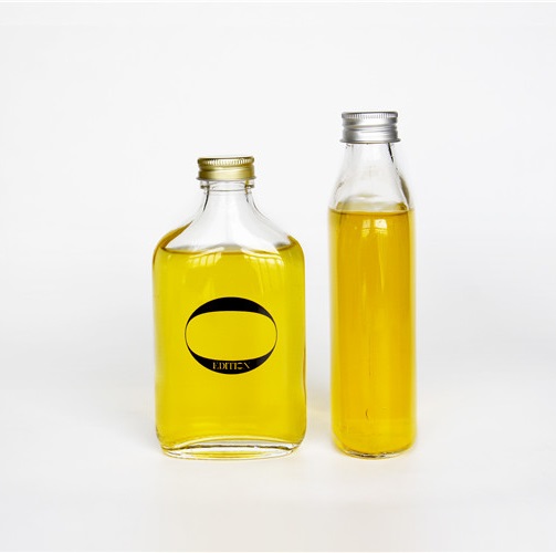 wholesale flat-shaped glass wine bottle 200ml transparent wine glass bottle