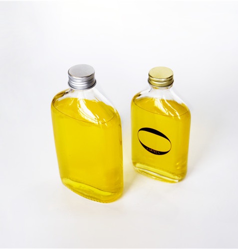 wholesale flat-shaped glass wine bottle 200ml transparent wine glass bottle