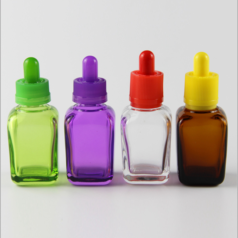 wholesale flat square glass dropper bottle 15ml 30ml ecig ejuice frosted black glass bottle with childproof cap