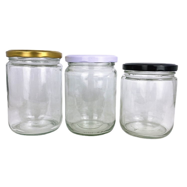 wholesale food glass storage jar 250 gram glass jar with Golden Metal airtight lid cylinder jar