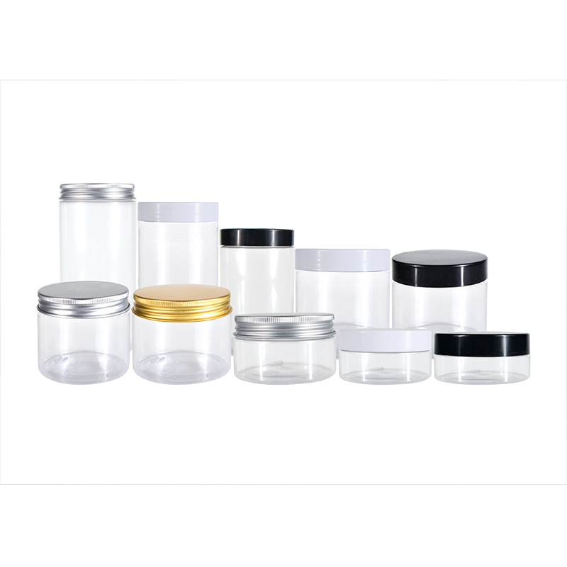 wholesale food grade 100g 120g 150g 200g 250g 300g 400g  500g amber clear PET plastic jar with aluminum plastic screw cap