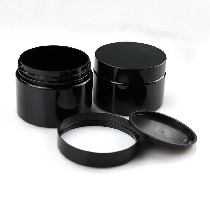 wholesale food grade 100g 120g 150g 200g 250g 300g 500g black PET plastic jar with black plastic cap