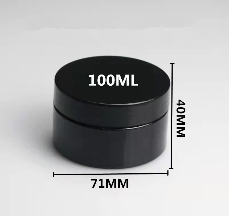 wholesale food grade 100g 120g 150g 200g 250g 300g 500g black PET plastic jar with black plastic cap