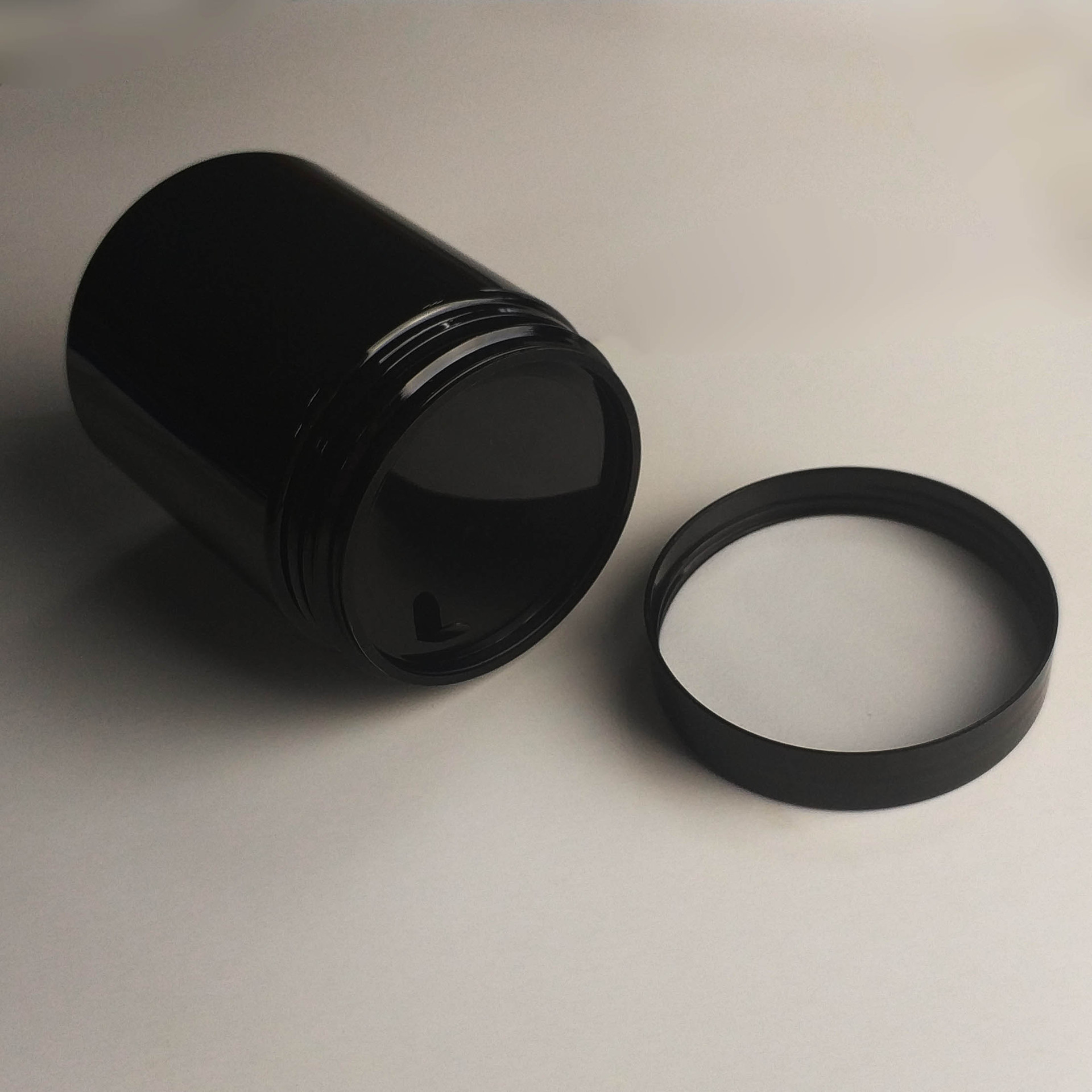 wholesale food grade 100g 120g 150g 200g 250g 300g 500g black PET plastic jar with black plastic cap