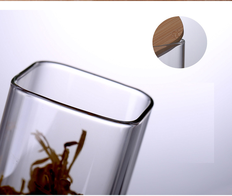 wholesale food storage square glass jars containers with bamboo lid