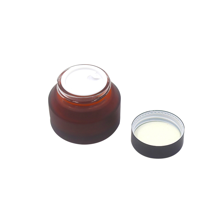 wholesale frosted amber cosmetic eye body cream lotion glass container glass jar