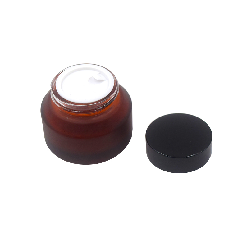 wholesale frosted amber cosmetic eye body cream lotion glass container glass jar