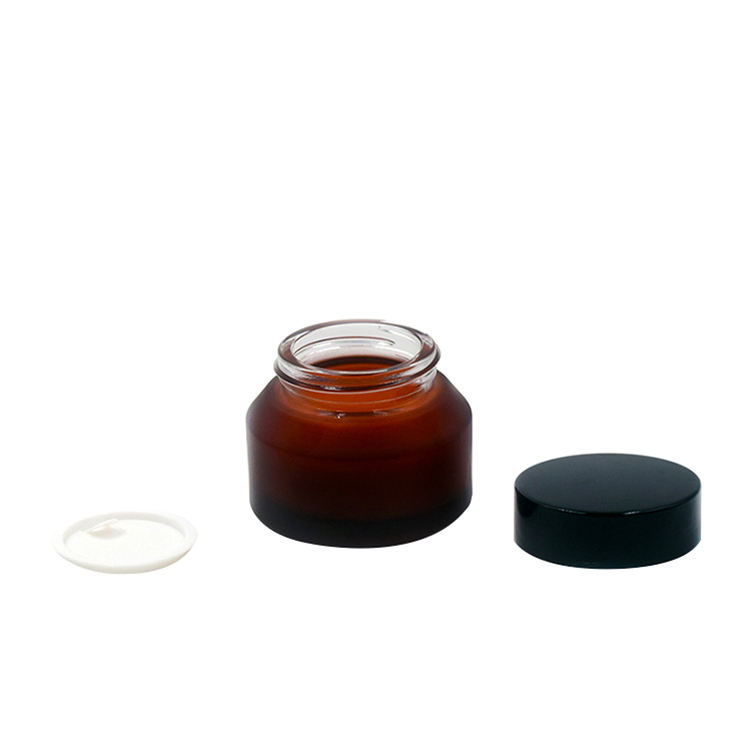 wholesale frosted amber cosmetic eye body cream lotion glass container glass jar