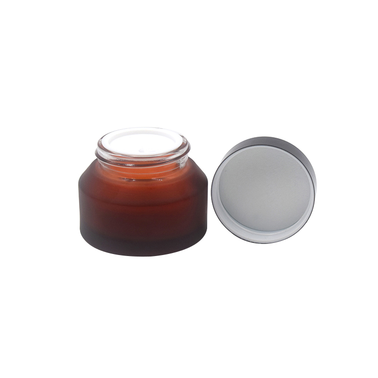 wholesale frosted amber cosmetic eye body cream lotion glass container glass jar