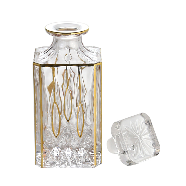 wholesale frosted clear decorative blown fancy liquor glass wine bottles