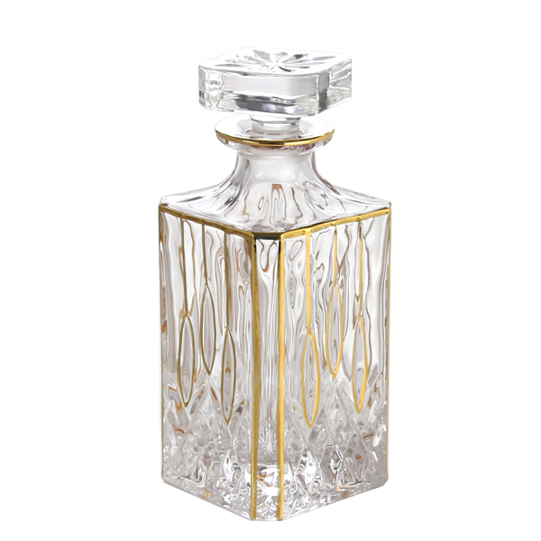 wholesale frosted clear decorative blown fancy liquor glass wine bottles