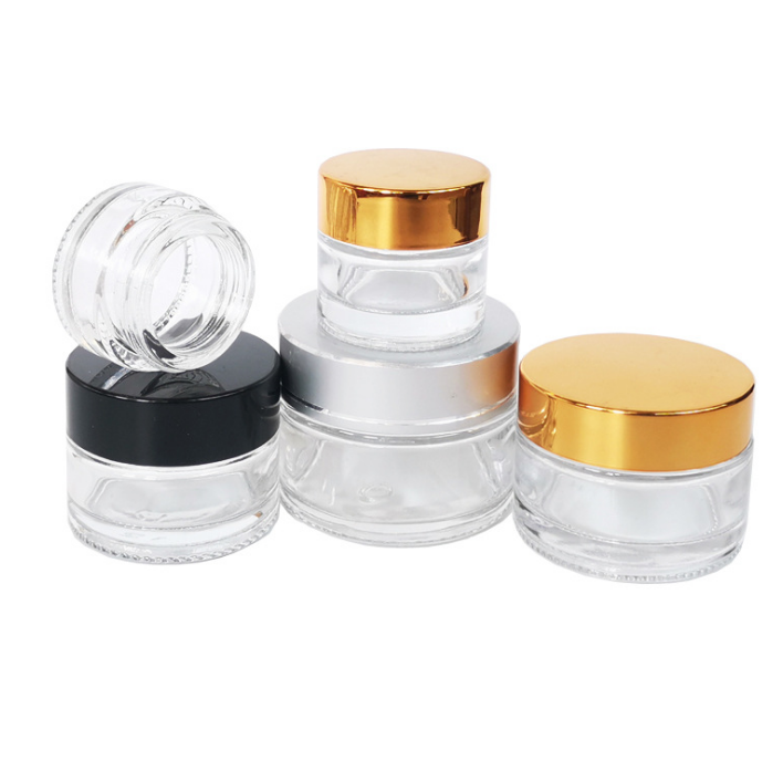 wholesale frosted clear glass cosmetic jar glass jars and bottles with lids