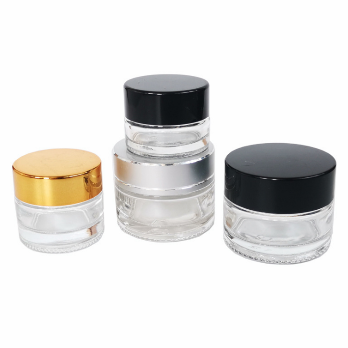wholesale frosted clear glass cosmetic jar glass jars and bottles with lids