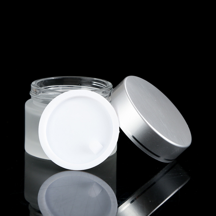 wholesale frosted clear glass cosmetic jar glass jars and bottles with lids