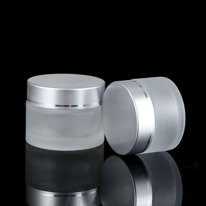 wholesale frosted clear glass cosmetic jar glass jars and bottles with lids