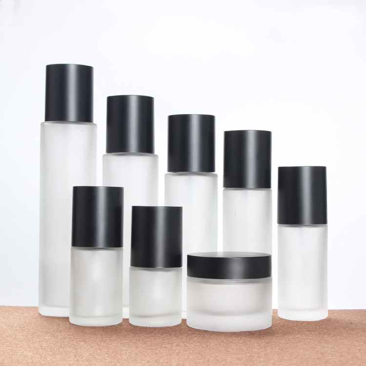wholesale frosted glass spray bottle/pump bottle/cream jar cosmetics set 20ml 30ml 60ml 80ml 100ml 120ml 30g 50g